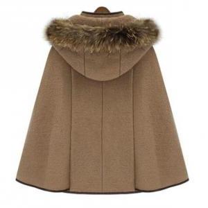 Khaki Cape Stand Collar Double Breasted Cape Mantle Type Wool Coat With ...