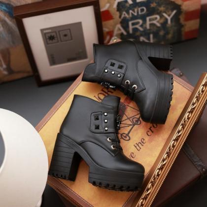 chunky black studded boots