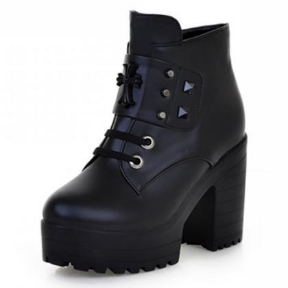 chunky black studded boots