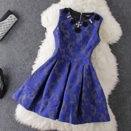 Flowers Blue Embroidered Dress on Luulla