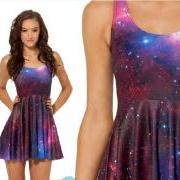 Galaxy Purple Skater Dress