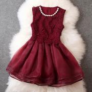  Designer Gorgeous Embroidered Lace Dress For Women - Wine Red 
