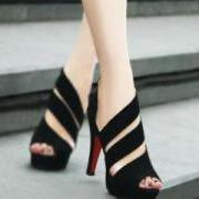 New Stylish Handmade Black Straps High Heel Sandals