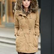Ochre Womens Winter Coats Faux Fur Lining Parka With Fur Hood