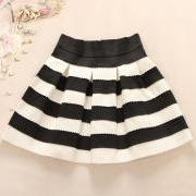 Black and white striped waist tutu skirt
