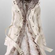 Winter Coats For Women With Faux Fur Lining In Beige 