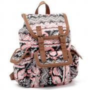 Fashion Printed Buckle Drawstring Backpack School Shoulder Bag
