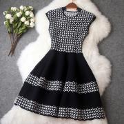 Knitted Dress In Black And White