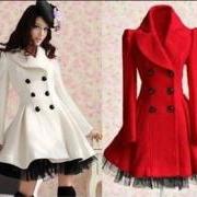 Red Wool Long Winter Dress Coat