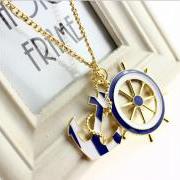 Navy anchor necklace