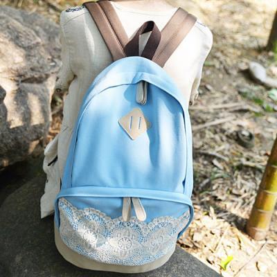 Fresh Sunmer Blue Canvas Lace Backpack 
