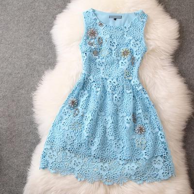 Beads Lace Sleeveless Dress