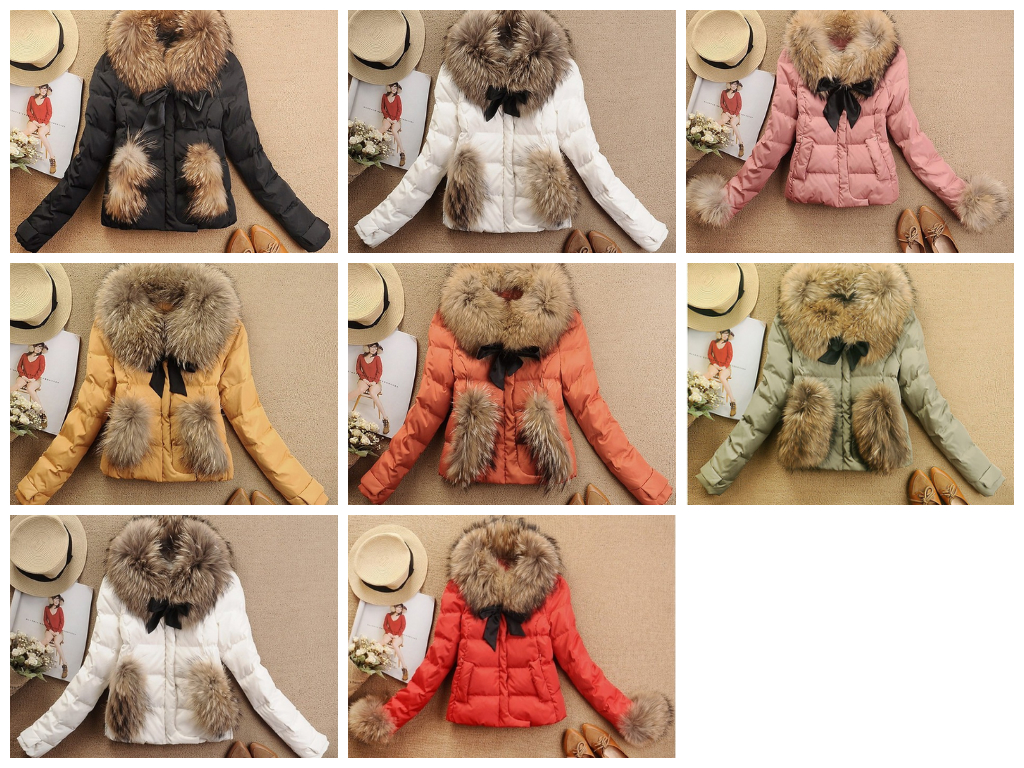 Winter Coat Jacket 7color Luxury Large Raccoon Fur Collar Duck
