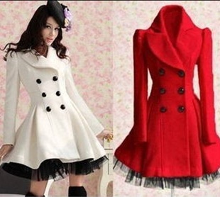 Red Wool Long Winter Dress Coat On Luulla