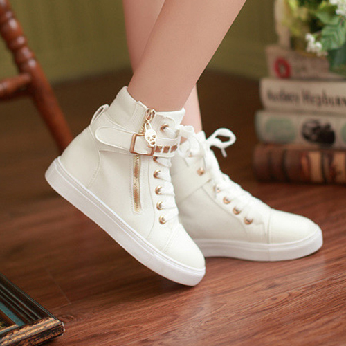 Women S Fashion Zipper Rivet Casual Shoes On Luulla