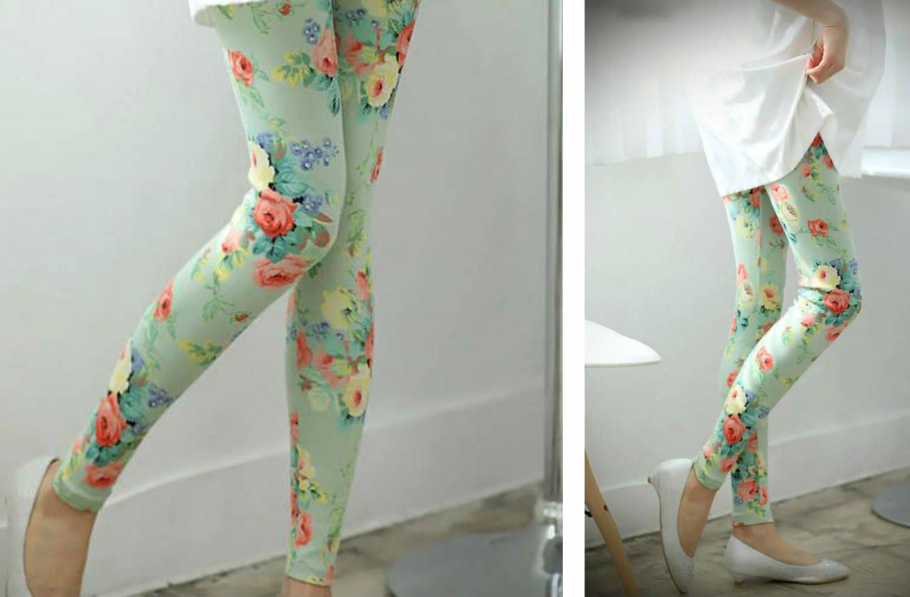 floral cotton leggings