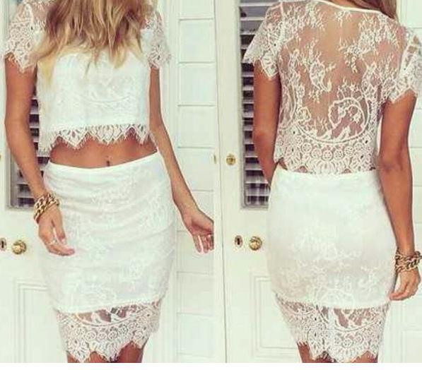 Fashion Lace Two Piece Dress on Luulla