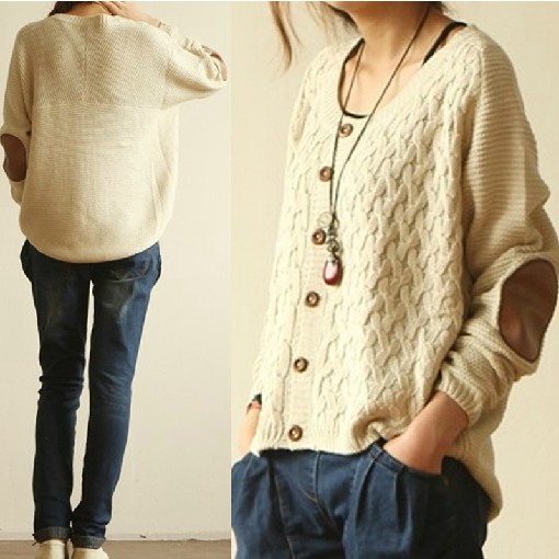 Cardigan with leather elbow patches hot sale