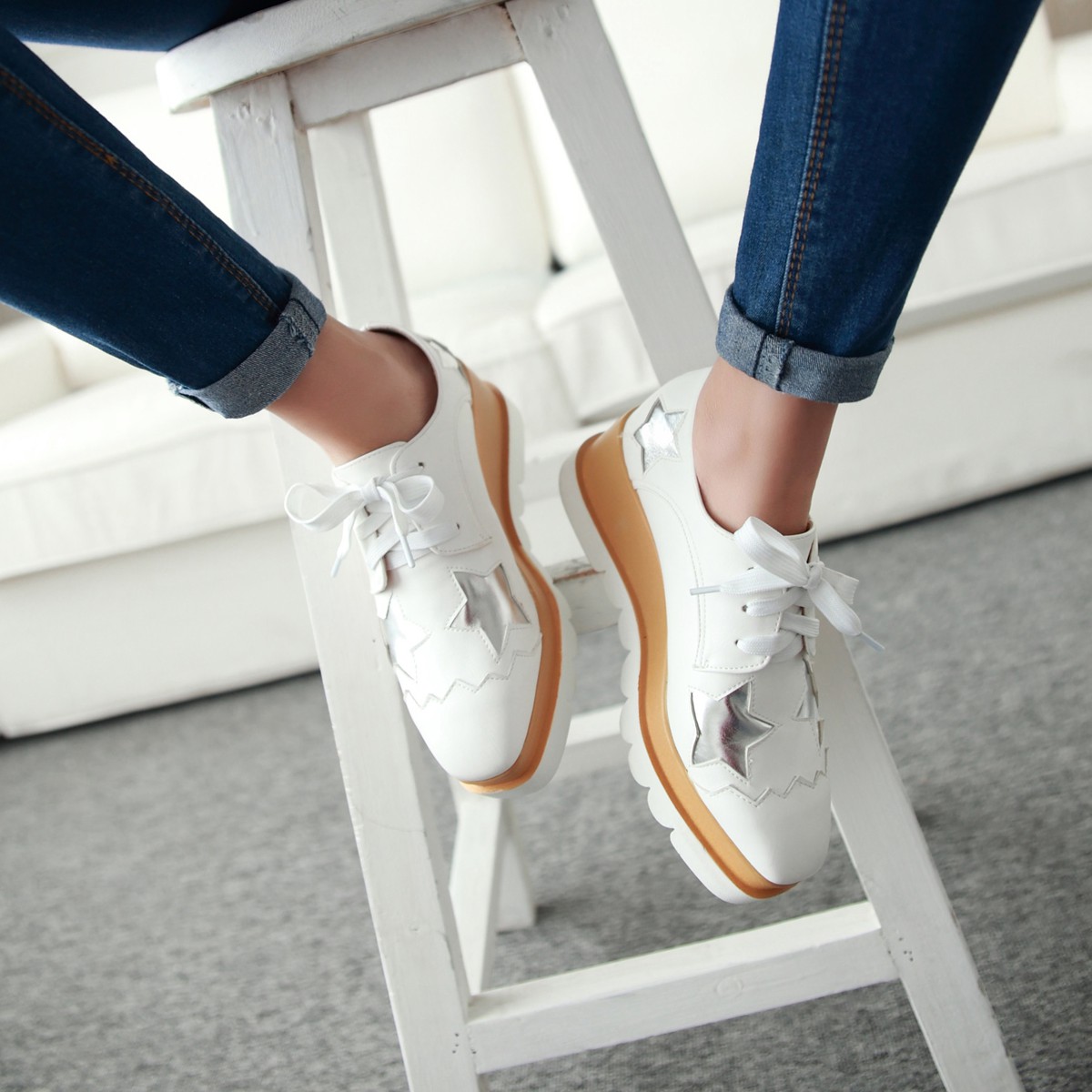women's platform oxford lace up shoes