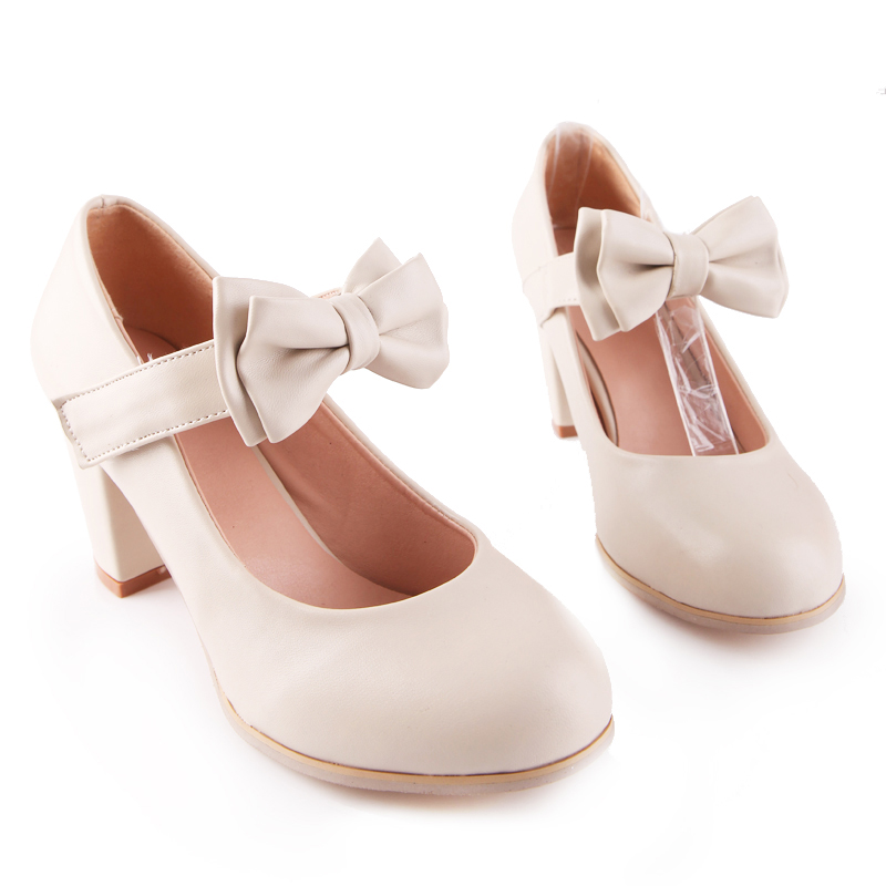 Sweet Color Candy Womens Mary Janes Pumps Heel Lolita Bowknot Shoes ...