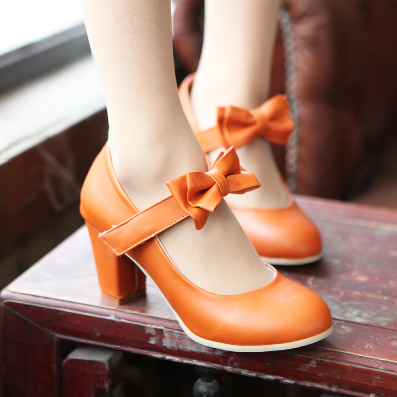 orange mary jane shoes