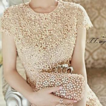 Openwork Embroidery Flowers Dress