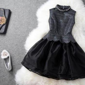Beaded Lace Dress In Black