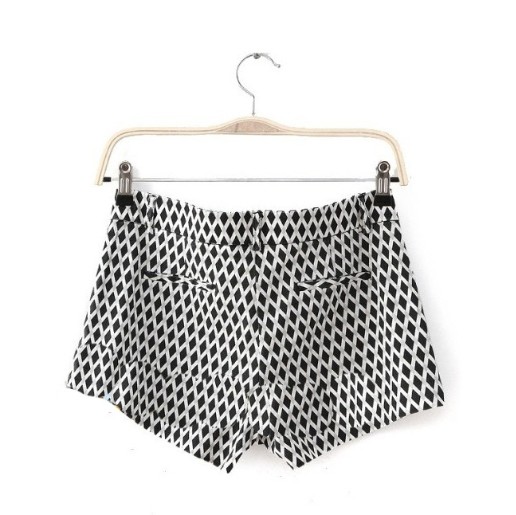 Retro Geometric Figure Diamond Check Shorts on Luulla