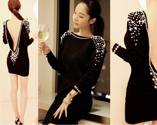 black dresses with pearls on them