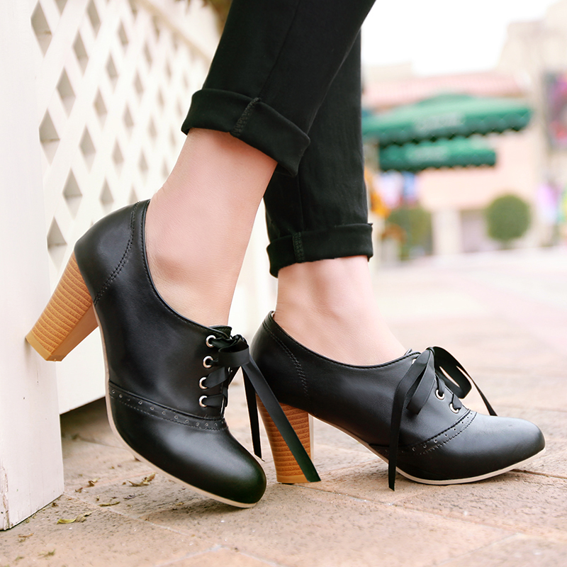 womens punk rock lace up platform heels ankle boots shoes