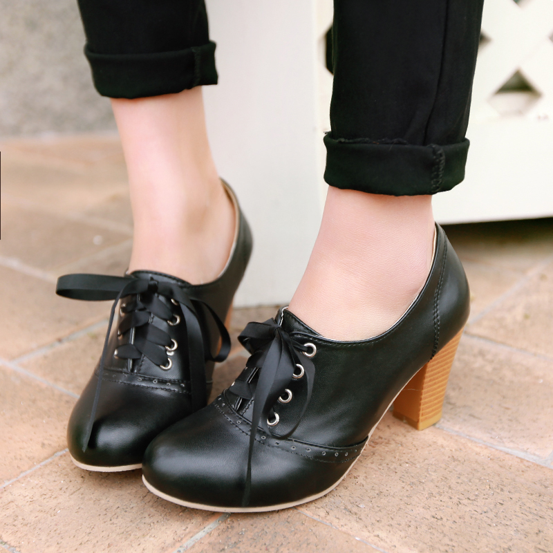 Women's Punk Pointed Toe Lace Up Platform Block High Heels Ankle Boots ...